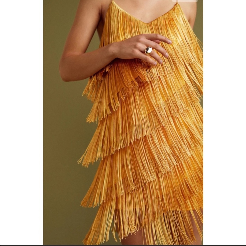 Mango Gold Fringe Dress
